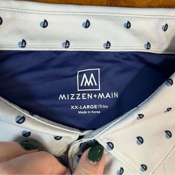 Mizzen+Main white blue design polo size XXL trim - Picture 2 of 7